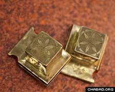 Solid gold tefillin boxes made in 18th century Germany.