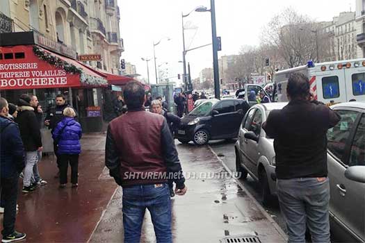 The scene outside a Paris grocery store where a suspected terrorist has taken hostages.