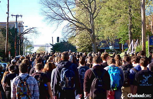 A silent march through campus; some 550 people participated in both that and the rally.