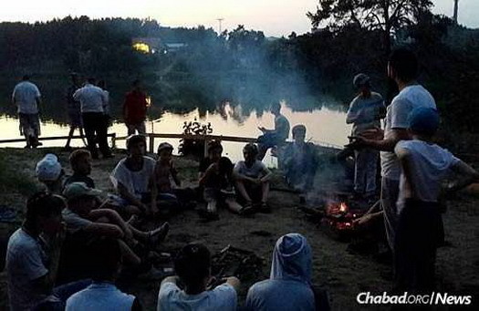 A bonfire at Yeka, one of the staples of summer camp everywhere.