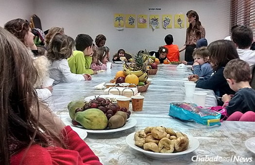 A Tu B'Shevat seder features an array of fresh fruit in honor of the Jewish holiday.