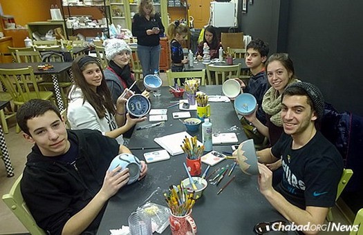 As part of a fundraiser, Hunterdon County CTeens painted bowls at an arts shop and then filled them with food for Purim packages, which were donated to the Flemington Food Pantry in New Jersey.