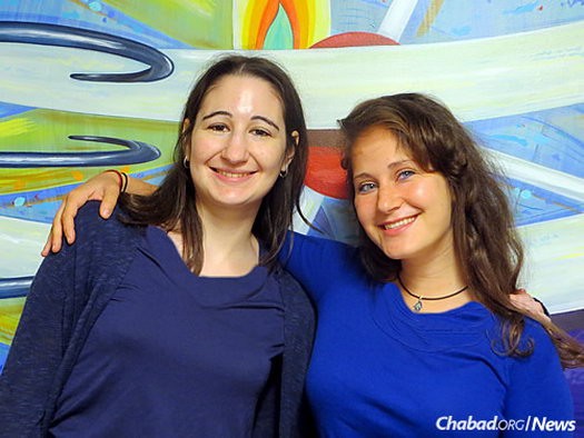 Fishkin, left, and Anna Israel, who works part-time as the director of engagement at Chabad on Campus serving Towson University and Goucher College in Baltimore and was visting the new center.