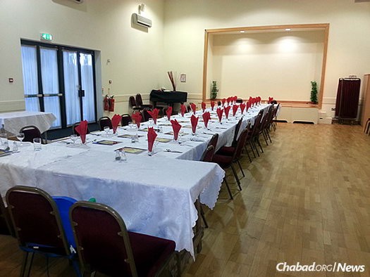 All set up for a Shabbat dinner, held in addition to the regular slate of programming that the Chabad couple runs, including a Sunday school. An adult-education course starts on Wednesday, Oct. 28.