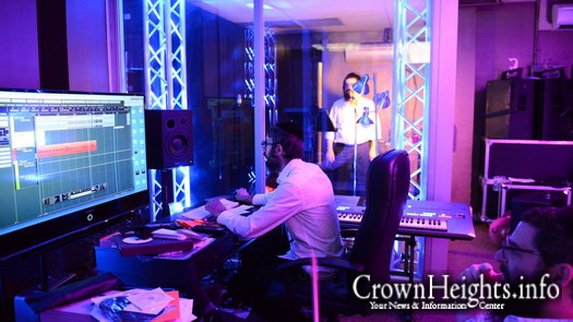 Benny Friedman recording in studio.