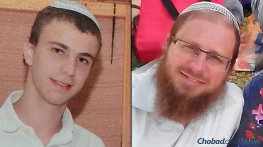 Rabbi Yaakov Litman, 40, right, and his son Netanel, 18