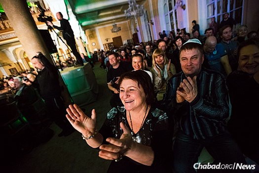 Russian Jews, once harassed and imprisoned for any expression of Judaism, pictured at this year's Chanukah event in St. Petersburg.