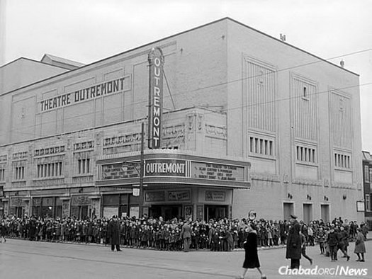 Young people line up in front of the Outremont Theatre at 1248 Bernard Ave. West back in 1943. 