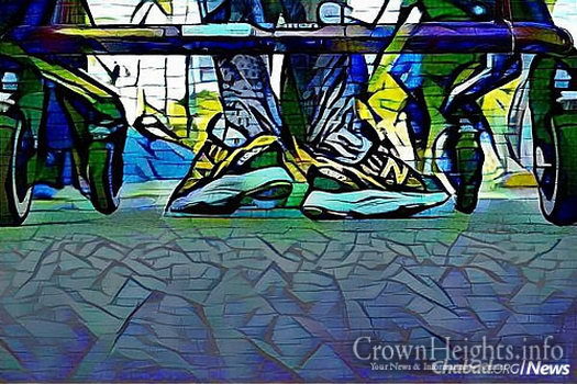 An artistic image of Finkelstein rolling through the Miami Marathon in her orthotics and “Gait Trainer.” (Photo: Mike Seeley)