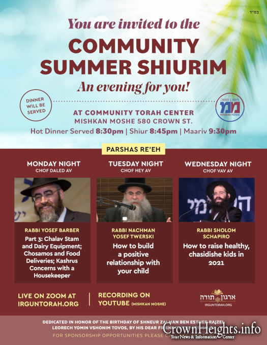 Parshas Re’eh: Live Summer Torah Learning in Crown Heights ...