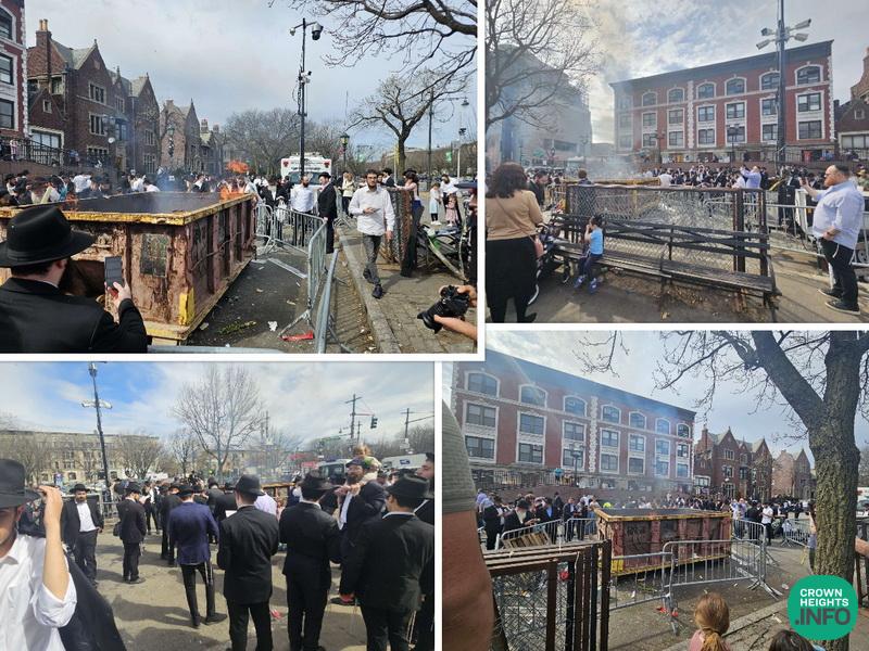 Gallery: Crown Heights Burns Chometz In Front of 770